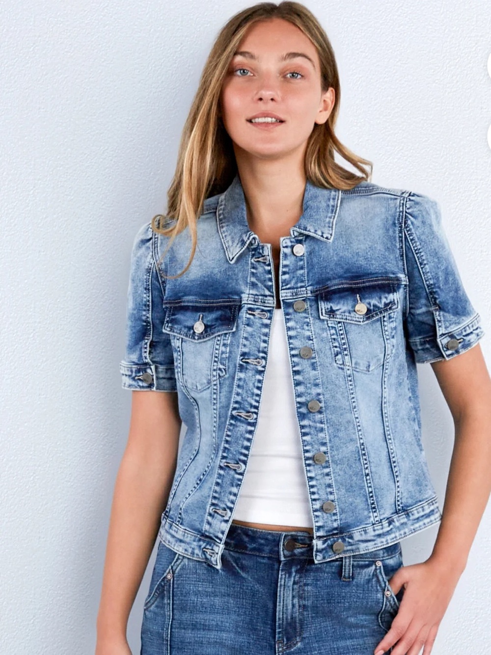 Wash Lab Puff-Sleeve Denim Jacket - XL